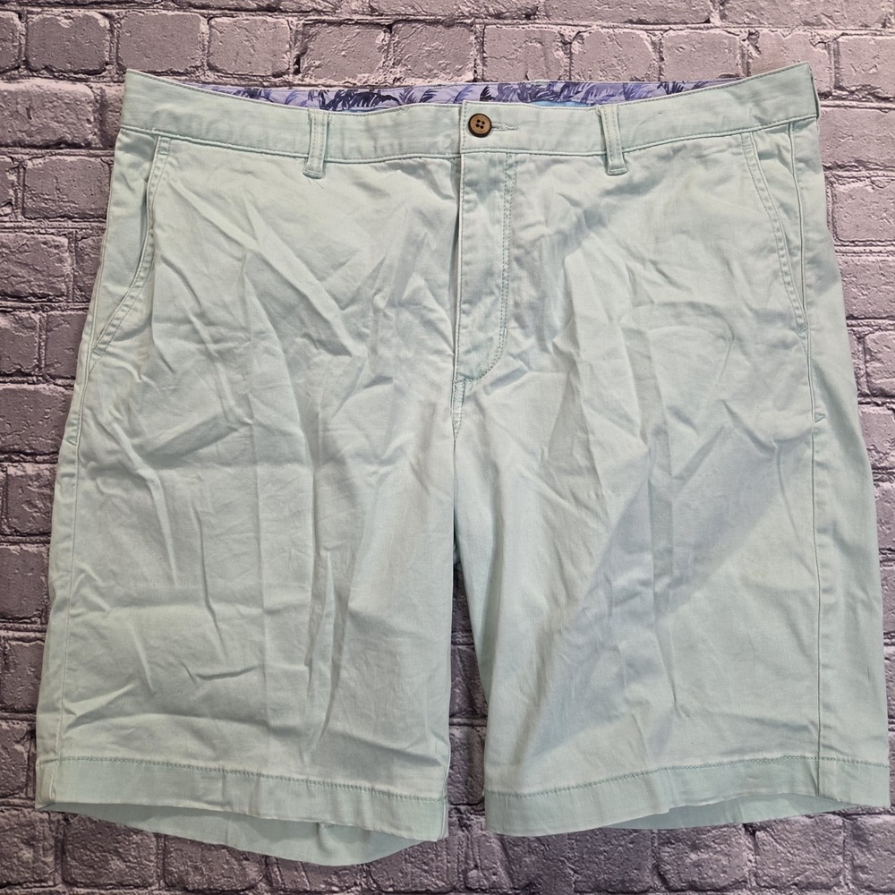Tommy Bahama Boracay Shorts Mens 38 Light Green Cotton Tencel Blend Flat Front